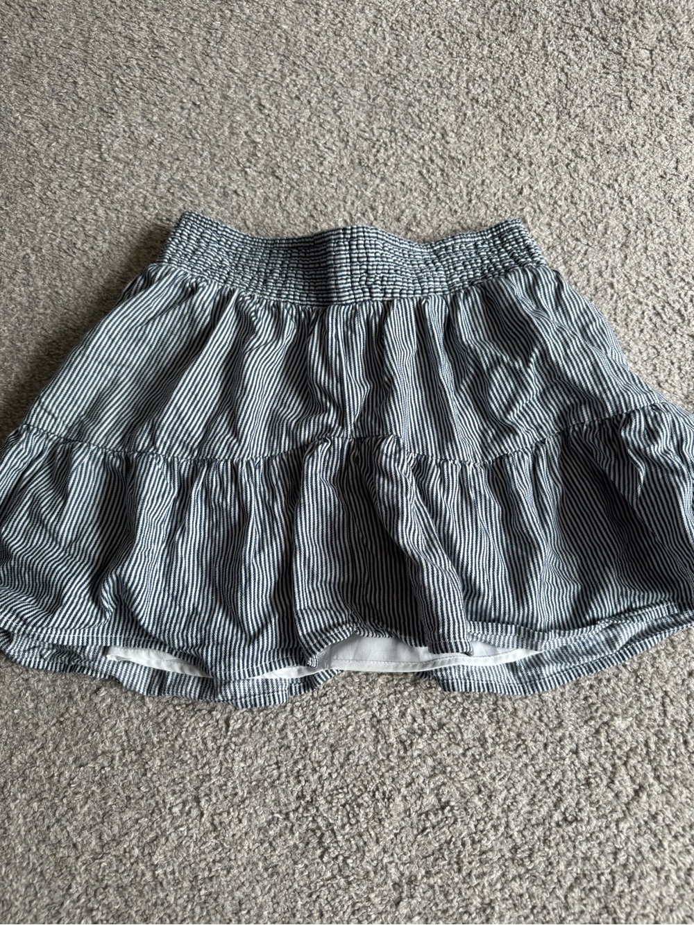 American Eagle Outfitters Blue and White Striped Tiered Skort